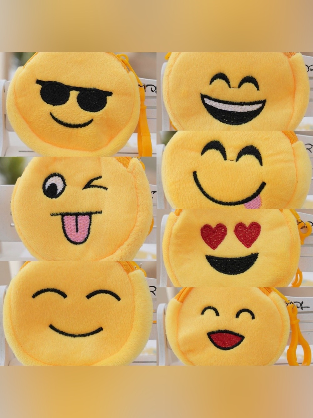Emoji Round Plush Coin Purse/Bag Charm CHOOSE 1 NWOT